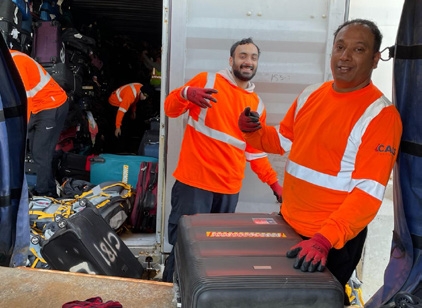 Harman & Osmond working together doing baggage testing